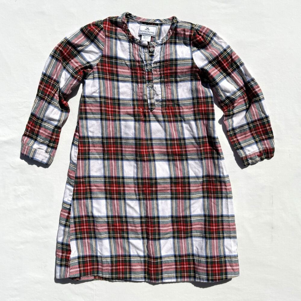 Petite Plume Long Sleeve Flannel Nightgown Girls 4 Red Plaid